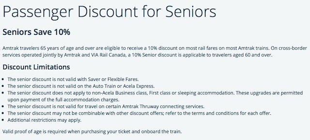 Amtrak Senior Discounts